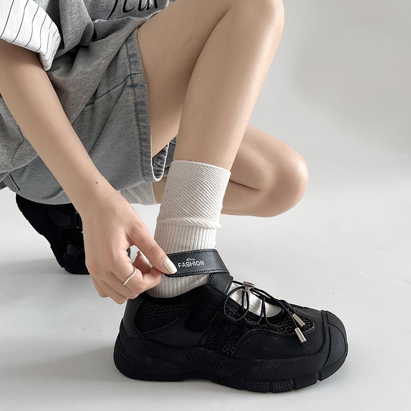 White high-end bag head thick-soled sports sandals women's 2025 new summer wear heightening soft-soled cool single shoes