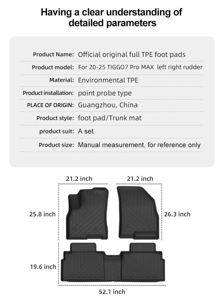 Tiggo 7 Pro MAX Car Floor & Trunk Mats: All TPE for 2020-2025