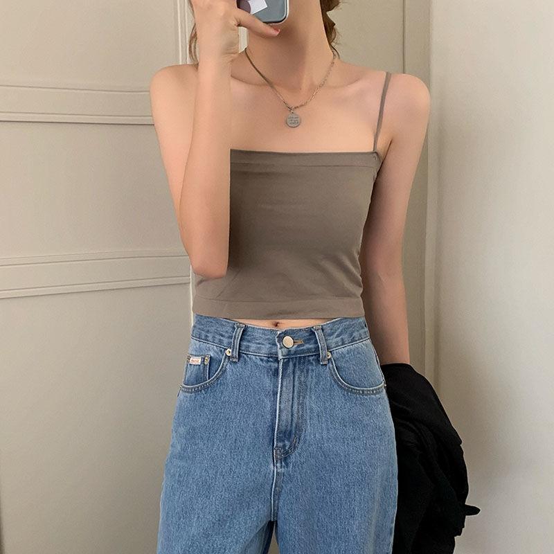 WTEMPO Women's Tank Top with Bra with In Spring and Beautiful Back Suspender Top for Women's Thin Style