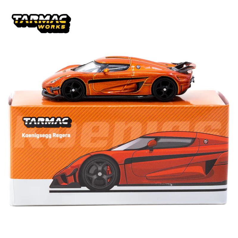 Tarmac Works 1:64 TW Koenigsegg Regera Orange Metallic/Black Stripes alloy car model