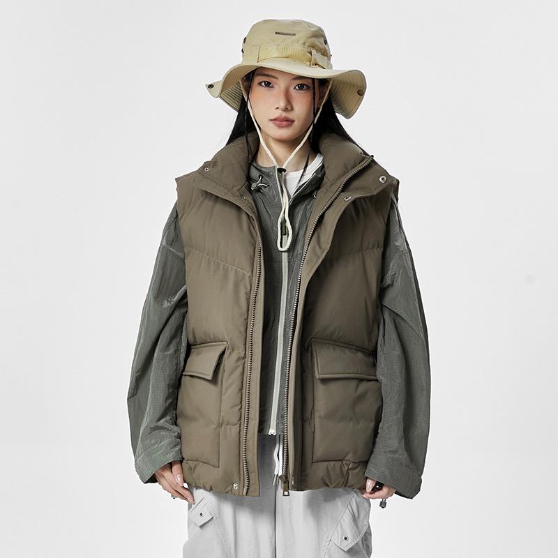 

Korean Style Trendy Cotton Vest - 2025 Winter Edition: Two-Open, Handsome & Warm for Couples S коричневий