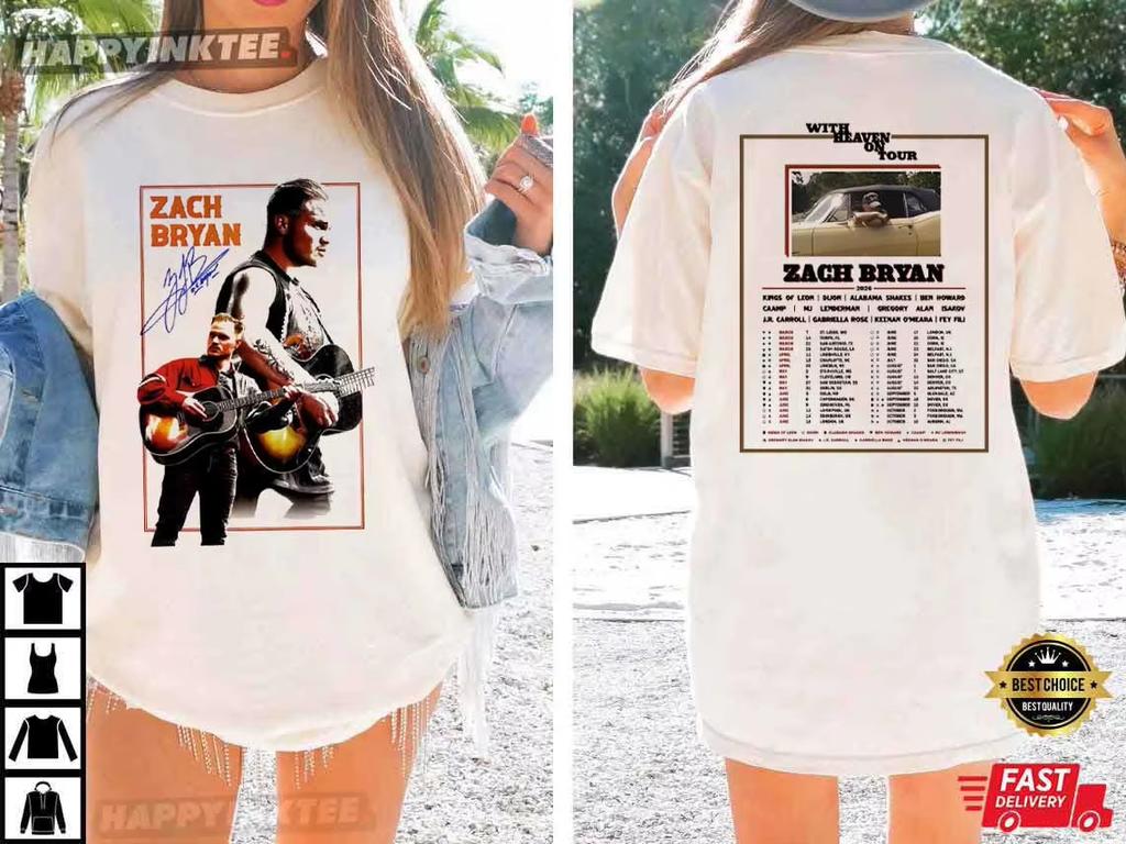 Zach Bryan 2026 World Tour Poster Graphic Print TShirt Women Men Oneck Cotton Summer New Tee Oversized Harajuku Casual Tops