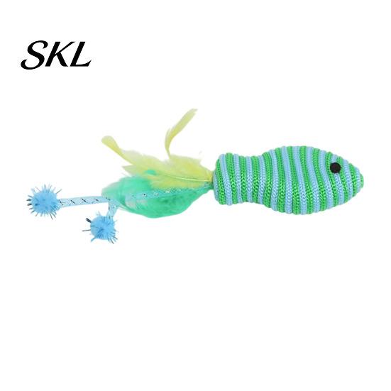 Bite-resistant Cat Toy Fish Shape Toy, Cotton Rope Lightweight with Hose Durable Feather Tassel Design, Wear-Resistant Scratch-Resistant Relieves