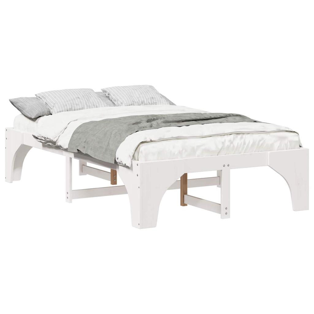 Bed Frame White 120 x 200 cm Solid Pine Wood