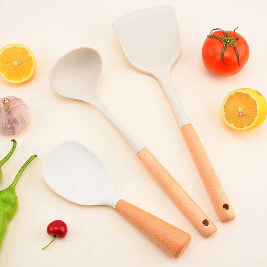 Set de 4 Ustensile de Bucătărie Multifuncționale: Spatulă din Silicon, Polonic, Lingură de Orez cu Suport de Depozitare, Ustensile de Gătit Rezistente la Căldură pentru Prăjire, Servire