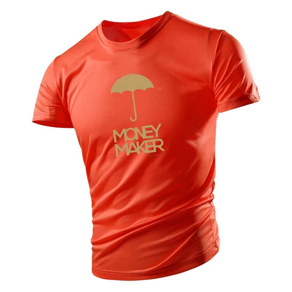 Casual Sports Style 2d Small Umbrella Print Summer Men'S Crew Neck Short Sleeve T-Shirt Loose Comfortable Breathable Quick Dry