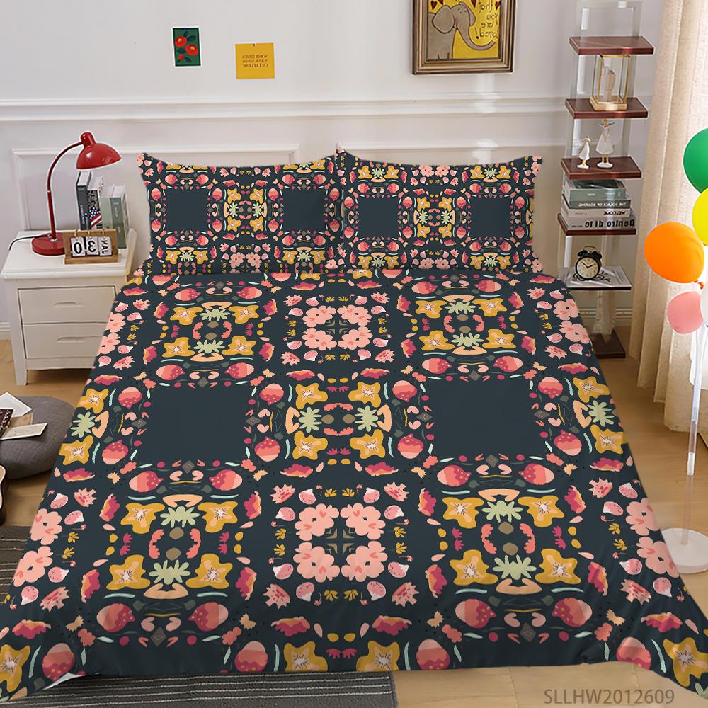 3D Graphic Bedding Colorful Pattern Duvet Cover and Pillowcase 2 or 3 Pieces of Microfiber Fabric with Zipper Washable Super Soft Home Decoration