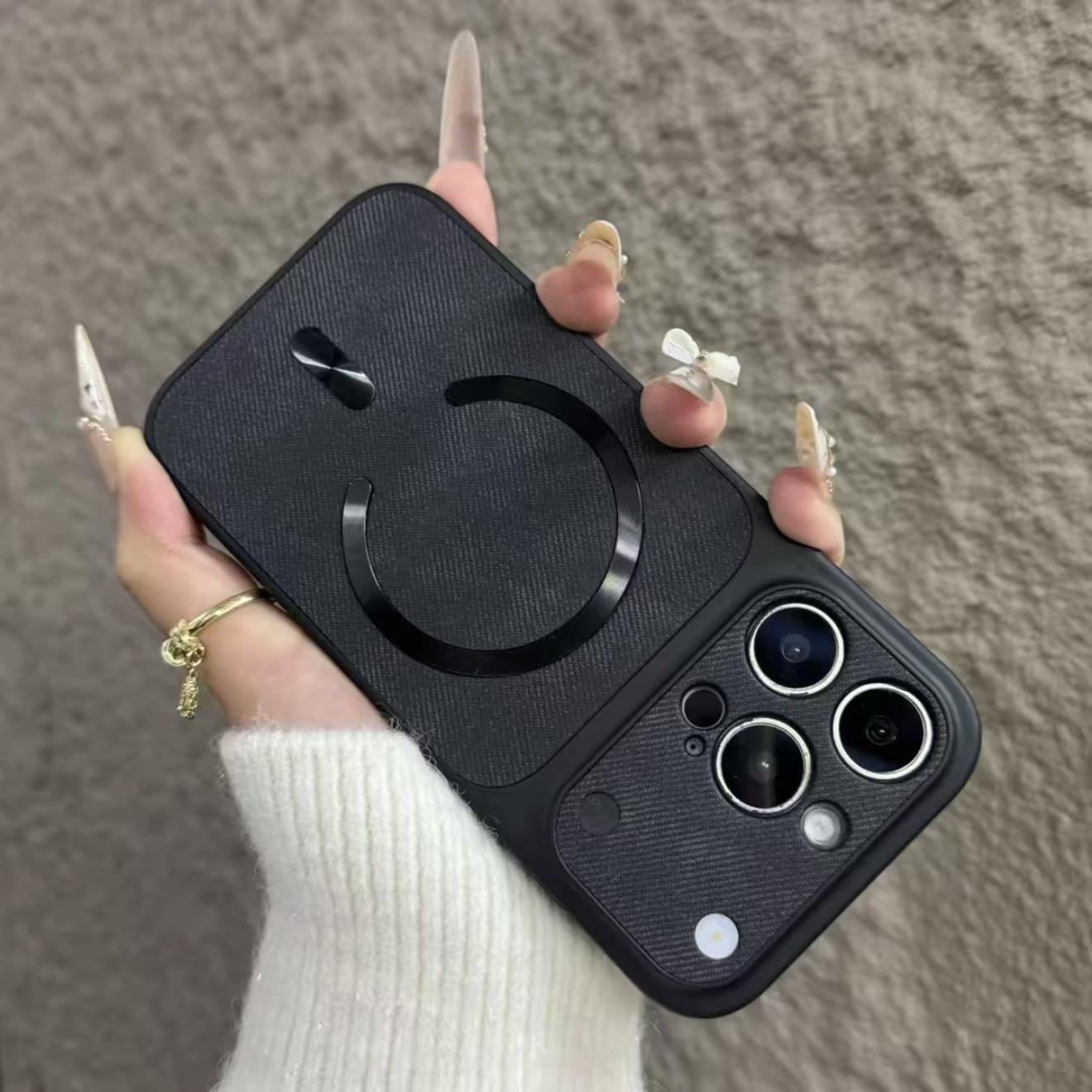 

Retro Cowboy Fabric Magnetic For Magsafe Case for iPhone 17 16 15 14 13 12 Pro Max Plating Bumper Armor Jeans Phone Cover iPhone 12