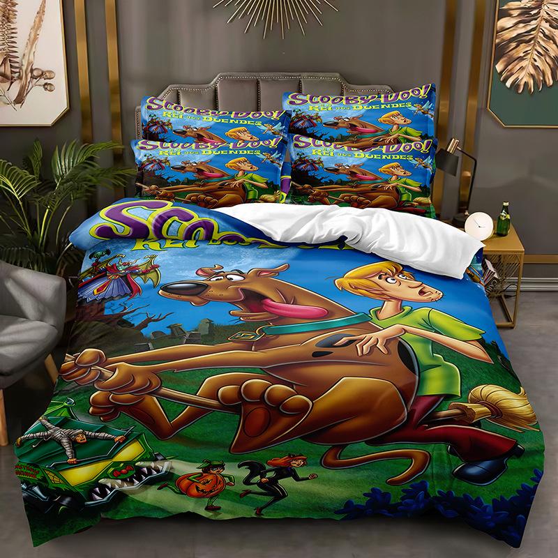 Scooby Doo Dog Quilt Cover Home Textiles Bedding Three-Piece Set, Kit Pillowcase