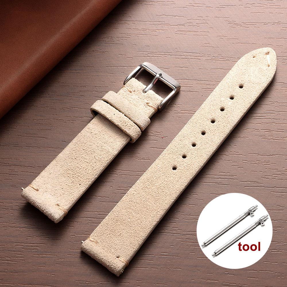 Vintage Soft Suede Leather Straps 14/16/18/20/22mm Watch Band for Omega Quick Release Calfskin Bracelet Men & Women Accessories