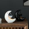 Moon Shape Ceramic Essential Oil Burner, with Hanging Pot & Tea Light Warmer, for Aromatherapy Home Decor Bedroom Christmas Gift