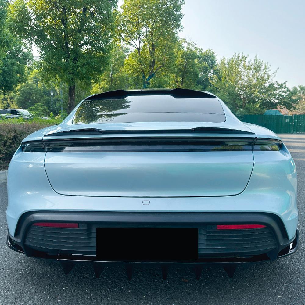 For Porsche Taycan 2019+ Blade Style Rear Spoiler Ducktail Wing Aero Upgrade Direct Fit Gloss Black ABS Material Styling Package