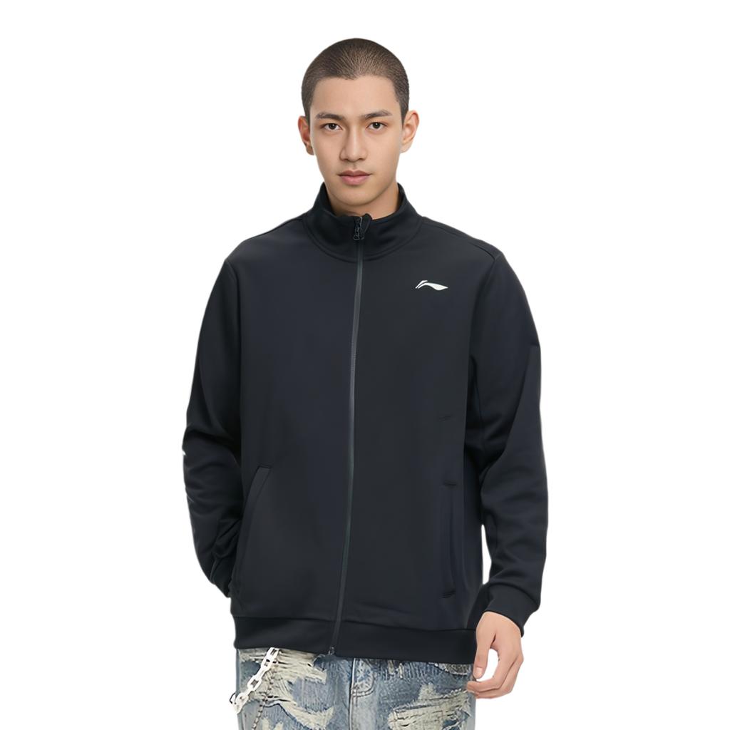 Li Ning Logo Casual Stand Collar Knitted Sports Jacket Autumn Men Jackets Black AWDR627-1