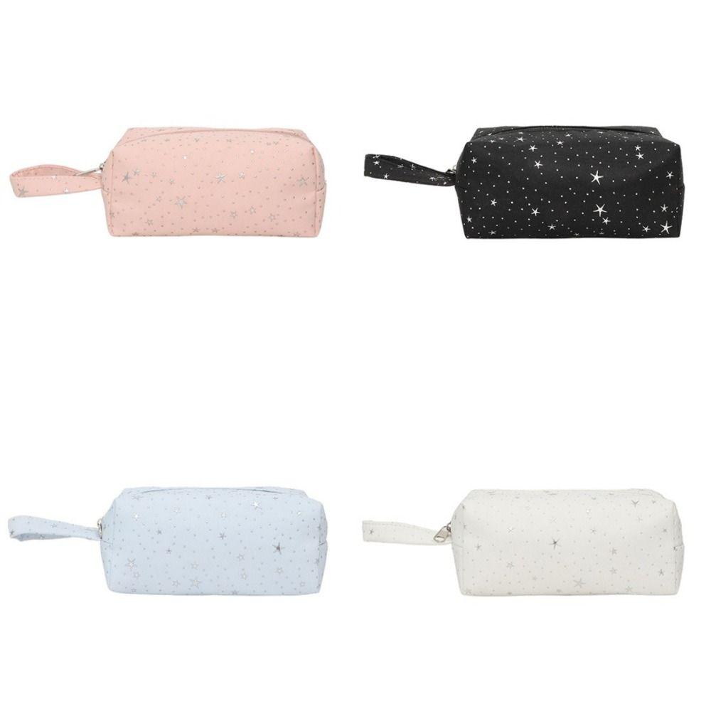 New Large Capacity Pen Bag Zipper Multi-function Cosmetic Bag Handbag Polka Dot Star Print Pencil Case School Supplies
