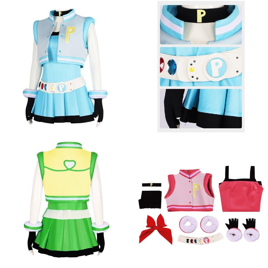 Cute Anime-inspired Powerpuff Girls Cosplay Dress Ideal For Theater And Halloween Parties