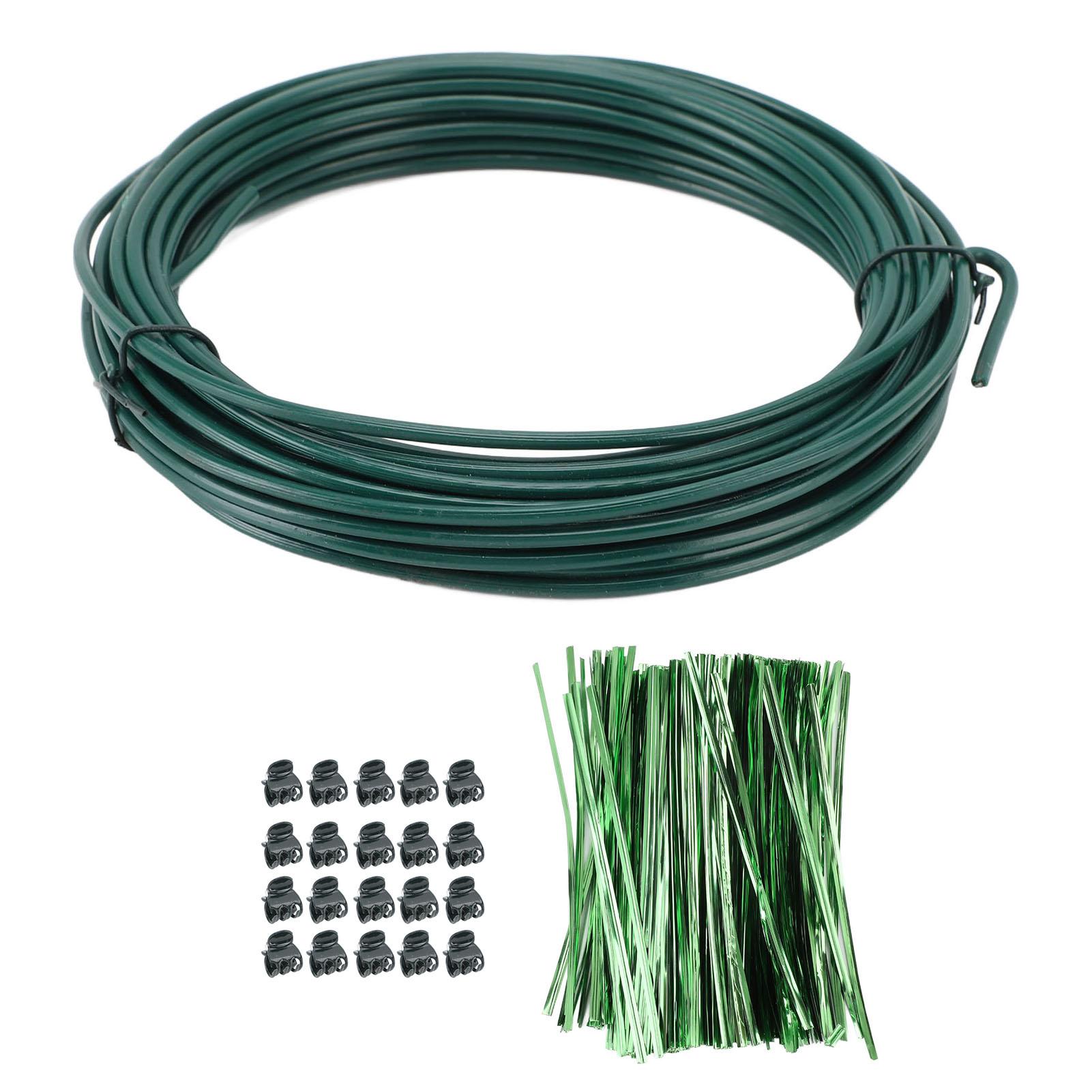 

1 Roll 3mm Plant Iron Wires 800pcs Plant Twist Ties 20pcs Clips Bendable Cuttable Support Stakes 12m/39.4ft