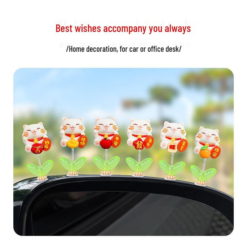 Cute Swinging Good Luck Cat Ornament for Car Screen or Console