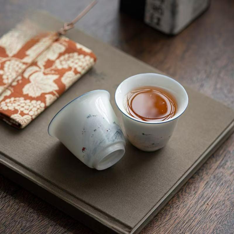 Chinese Style Tradition Ceramic TeaCups Travel Portable Kung Fu Tea Cup Household Tea Bowl Master Cup Tea Set Accessories New
