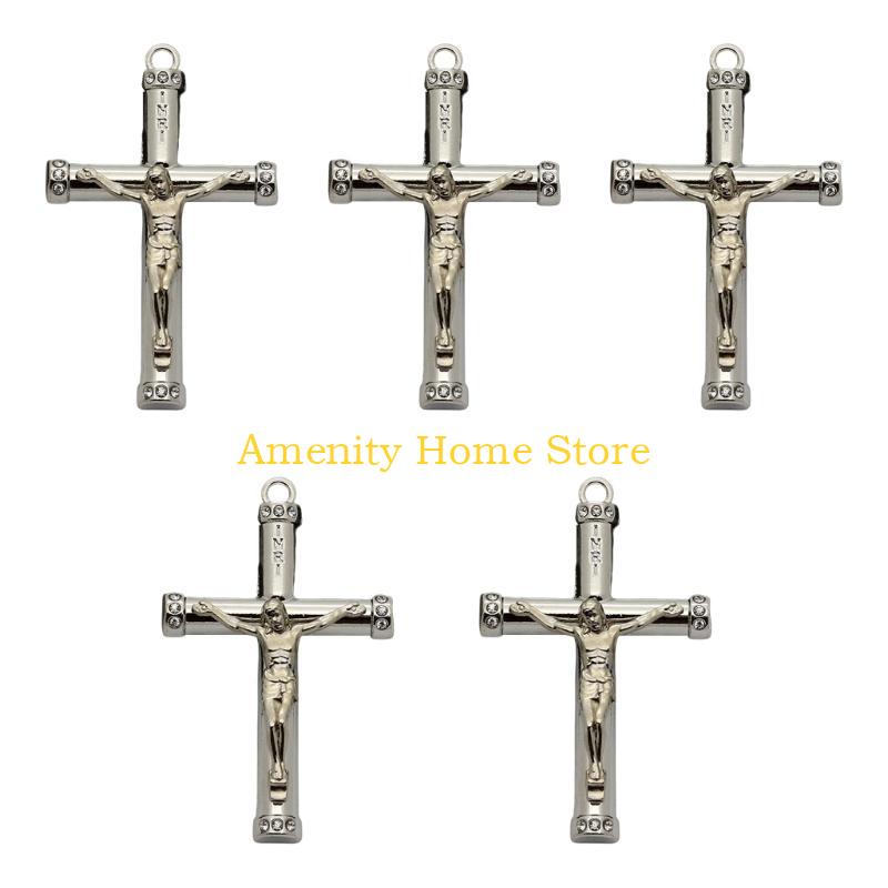 

F26C 5pcs Cross Charm Pendants 40x65mm Crystal Cross Statement Jewelry Making DIY Handmade Jewelry Decorations Keychains Decors серебряный