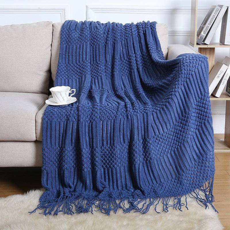 Bohemian Knitted Throw Blanket for Bed, Sofa, or Office Nap