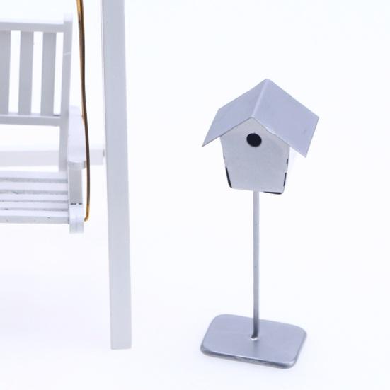 Mini Iron Birdhouse Realistic Scene Enhancer Micro Landscape Dollhouse Field Rustic Scene Simulation Birdhouse