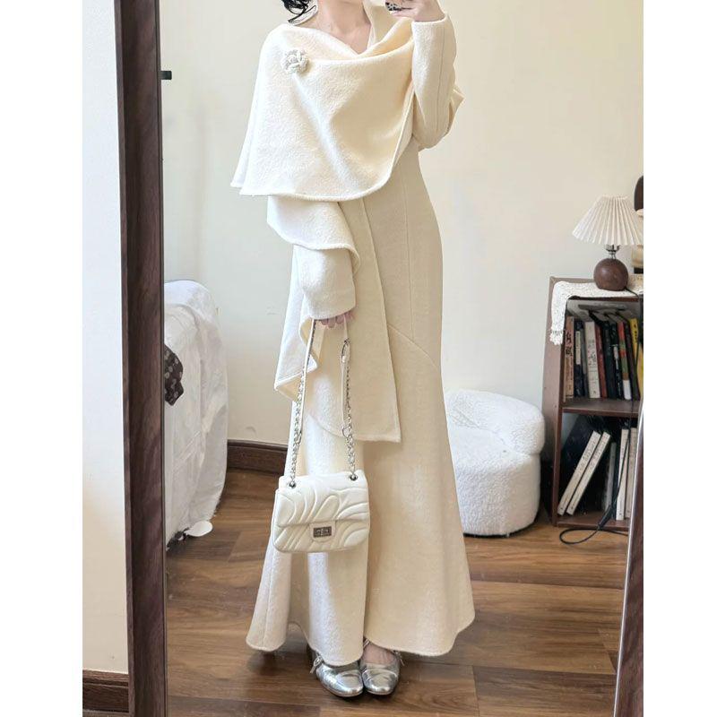2025 Autumn/Winter Cloak & Mermaid Dress: Elegant Two-Piece Set