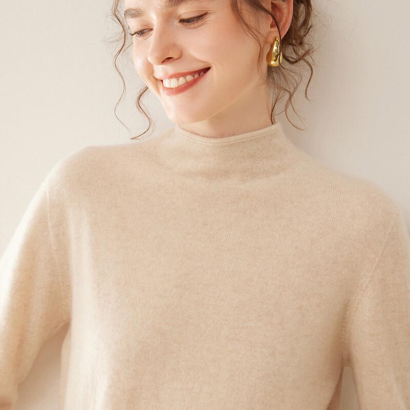Fanzhen Women's Semi-High Collar Cashmere Sweater