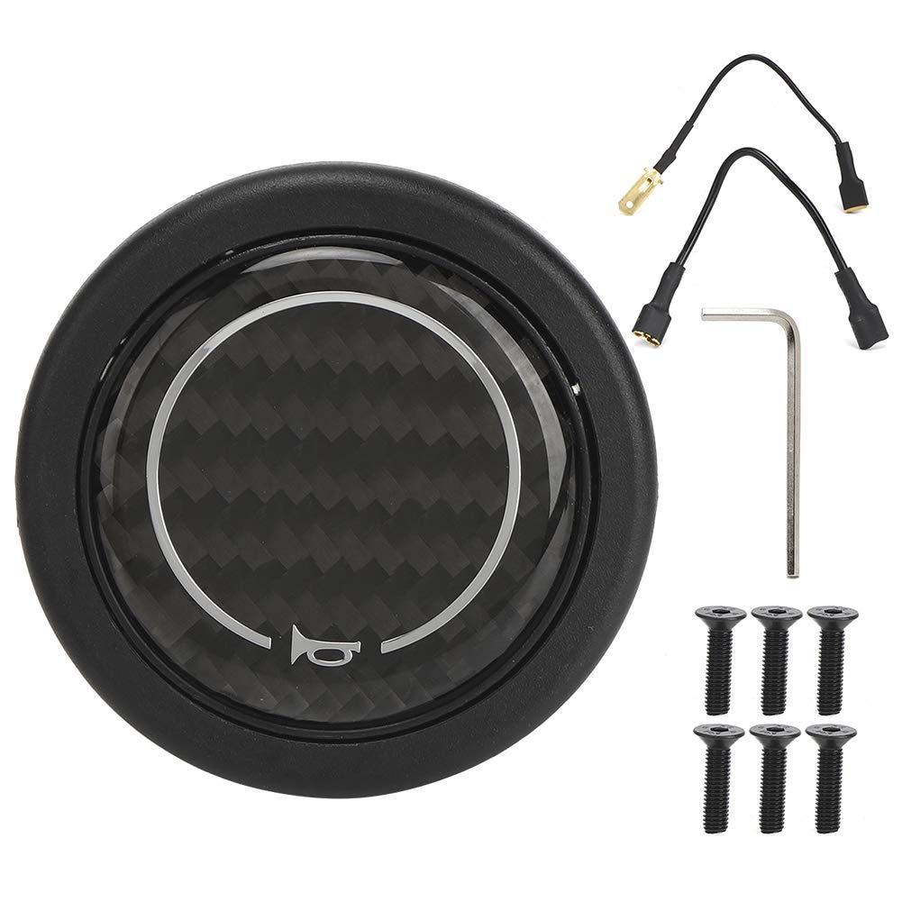 Horn Push Button Carbon Fiber Horn Push Button Kit for 6 Bolts Nardi Steering Wheel Car Modified Accessories