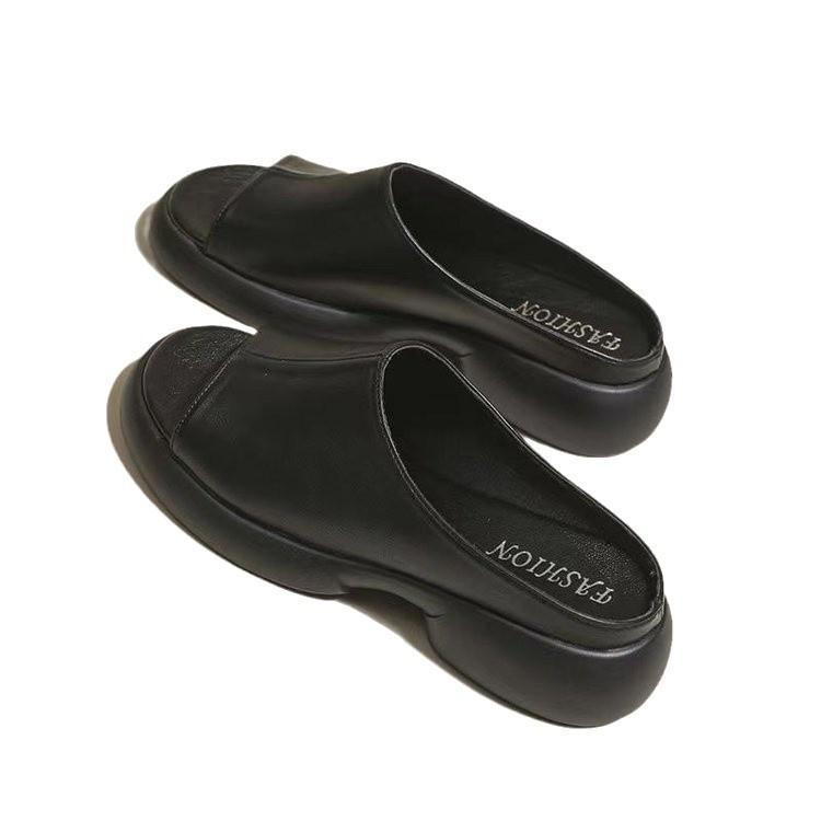 Women's large-size slippers outer wear 2025 summer new versatile and explosive thick-bottomed one-word drag comfortable soft-bottomed cool slippers