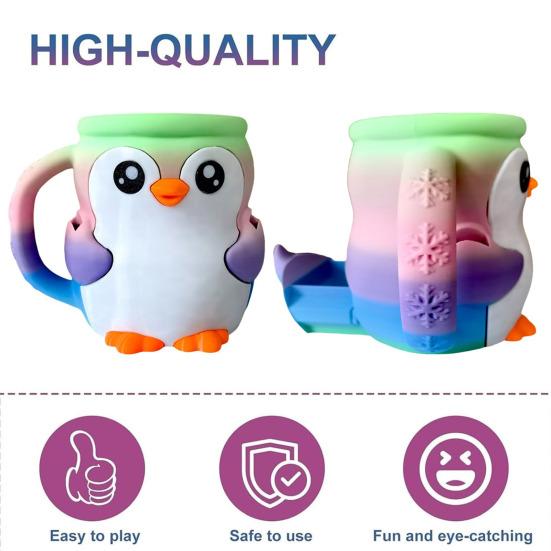 Penguin Ice Cream Pint Holder with Spoon Snack Drawer Reusable Ice Cream Containers Popsicle Holders Beer Can Cup Sleeve