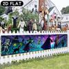 Halloween Fence Party Pennant, Witches Skulls Jack-O'-Lanterns Black Cats Gothic Design, Polyester Outdoor Garden Decoration