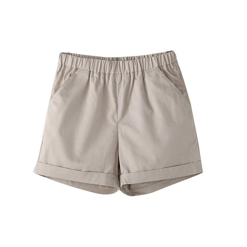 Women's Summer Solid Color Shorts Plus Size Loose Cotton Elastic Waist Casual Breathable Lightweight Outdoor Wear Pants