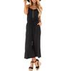 Women Casual Sleeveless V Neck High Waisted Wide Playsuits Beach Jumpsuit
