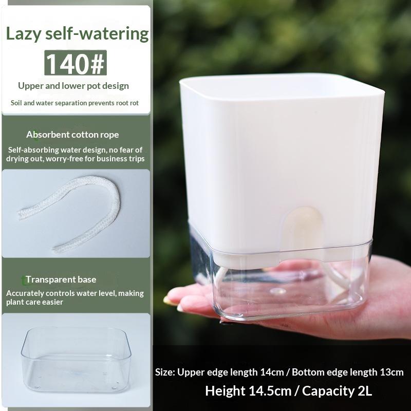 1Pcs Square Double Layer Flowerpot White Self Watering Plant Pot For Home Indoor Outdoor Balcony Garden Plants Decor Flowerpot