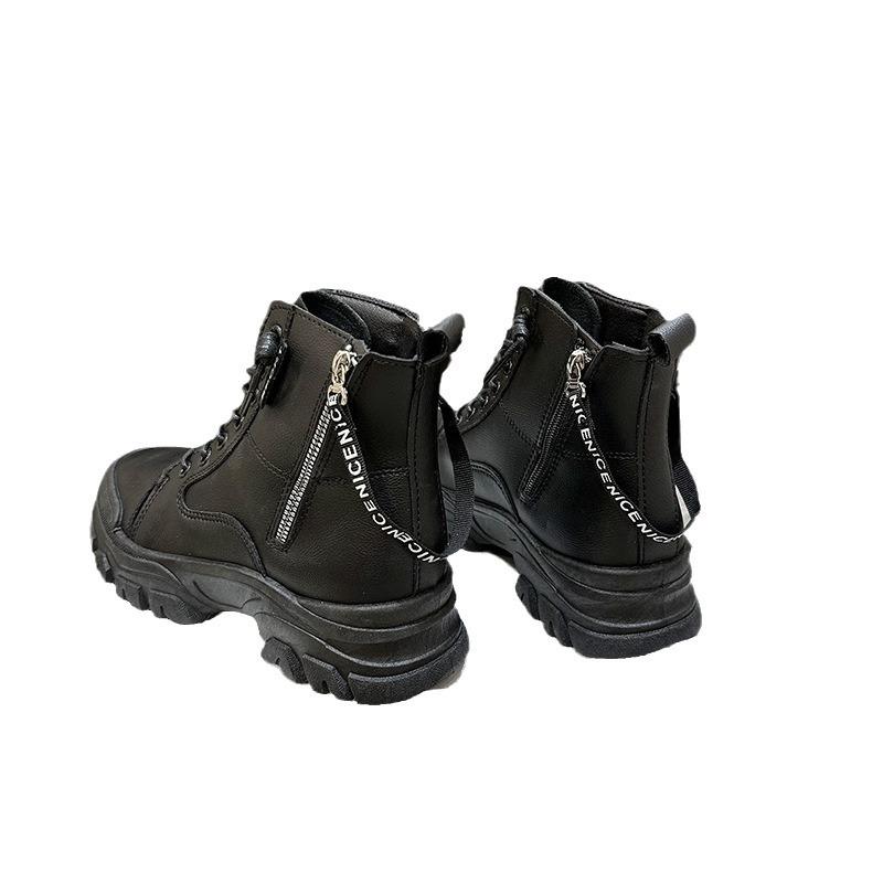 Leather Shoes Women High Top Sneakers Fashion Women Shoes Cool Street Young Ladies Footwear