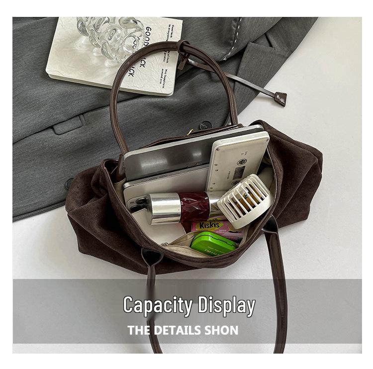 Duchess Retro 2025 Autumn Suede Underarm Tote – Large Capacity Women's Commuter Handbag