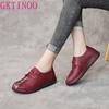 Fashion GKTINOO Genuine Leather Flat Shoes Woman Handmade Leather Loafers Flexible Spring Casual Shoes Woman Flats Zapatos Mujer