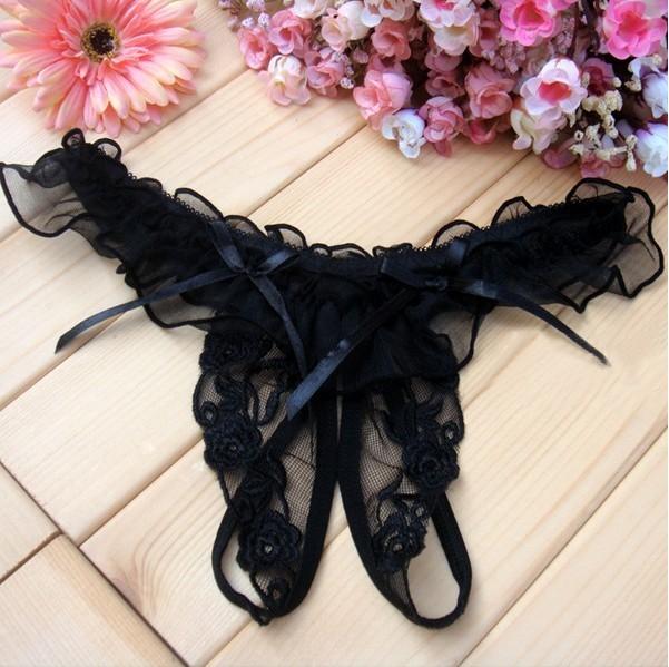 Erotic Panties  Lingerie Temptation Embroidery Transparent Thong Lace Bow Low Waist Erotic Underwear for Sex Ladies G-string