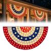 USA 250th Patriotic Bunting Banner with LED Light Memorial Patriotic Banner Flags for 4th of July Decorations Outdoor