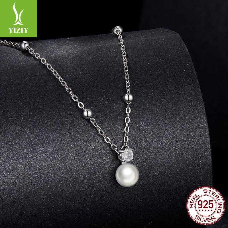 S925 Sterling Silver Necklace, Freshwater Pearl Moissanite Collarbone Chain, Send Girlfriend Autumn And Winter Light Luxury High Sense