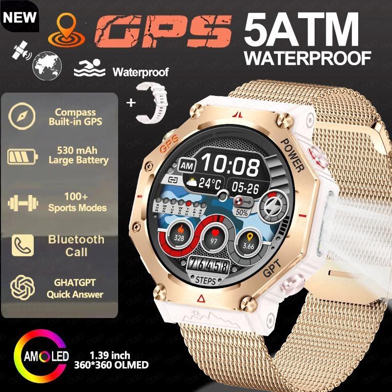2026 Outdoor Sport Smart Watch GPS Built-in Dual-band GNSS Compass Waterproof Military AI Assistant Sport Smartwatch Men Woman