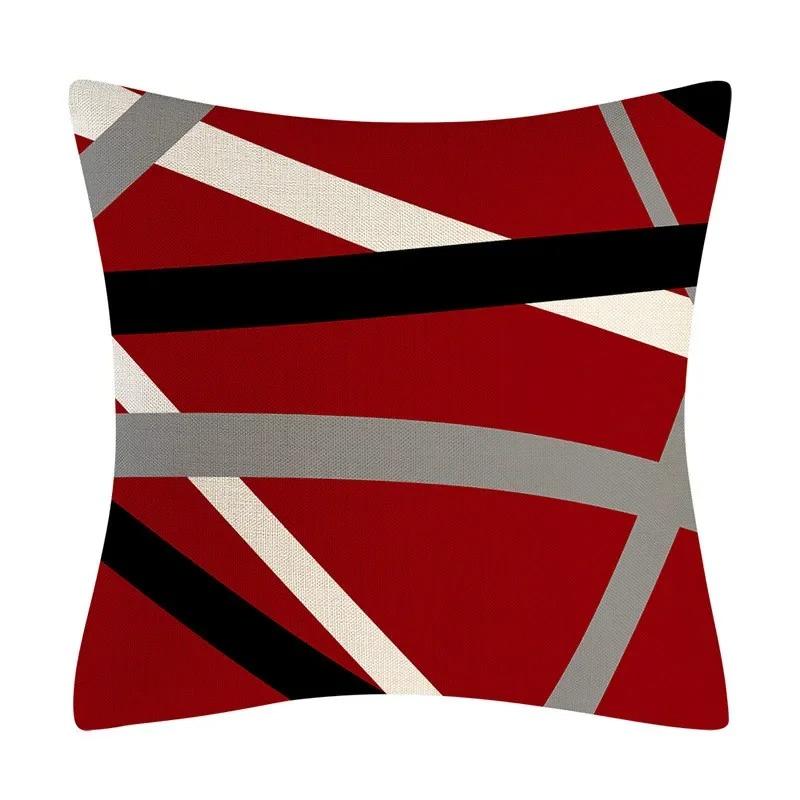Подушка для домашнего декора Модная наволочка Абстрактная наволочка Черная Красная Геометрическая наволочка Диван 16x16Inch