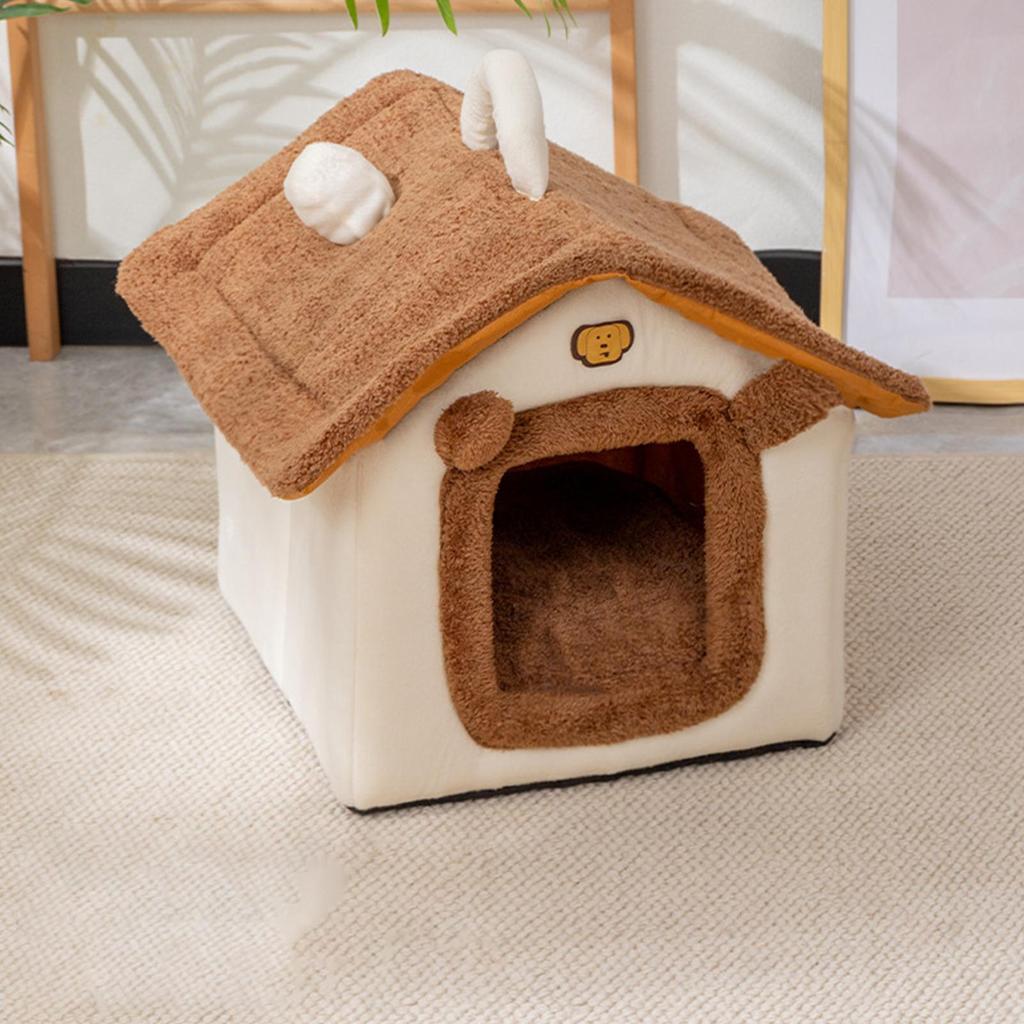 Pet Cat House Warm Plush Space-Saving Winter Cat House Sleep Nest For Bedroom Garage Living Room Windowsill Balcony Playing