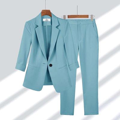 Elegant Women's Two Pieces Set Outfits Casual Long Sleeved Blazer Pants Suit Streetwear Spring Autumn