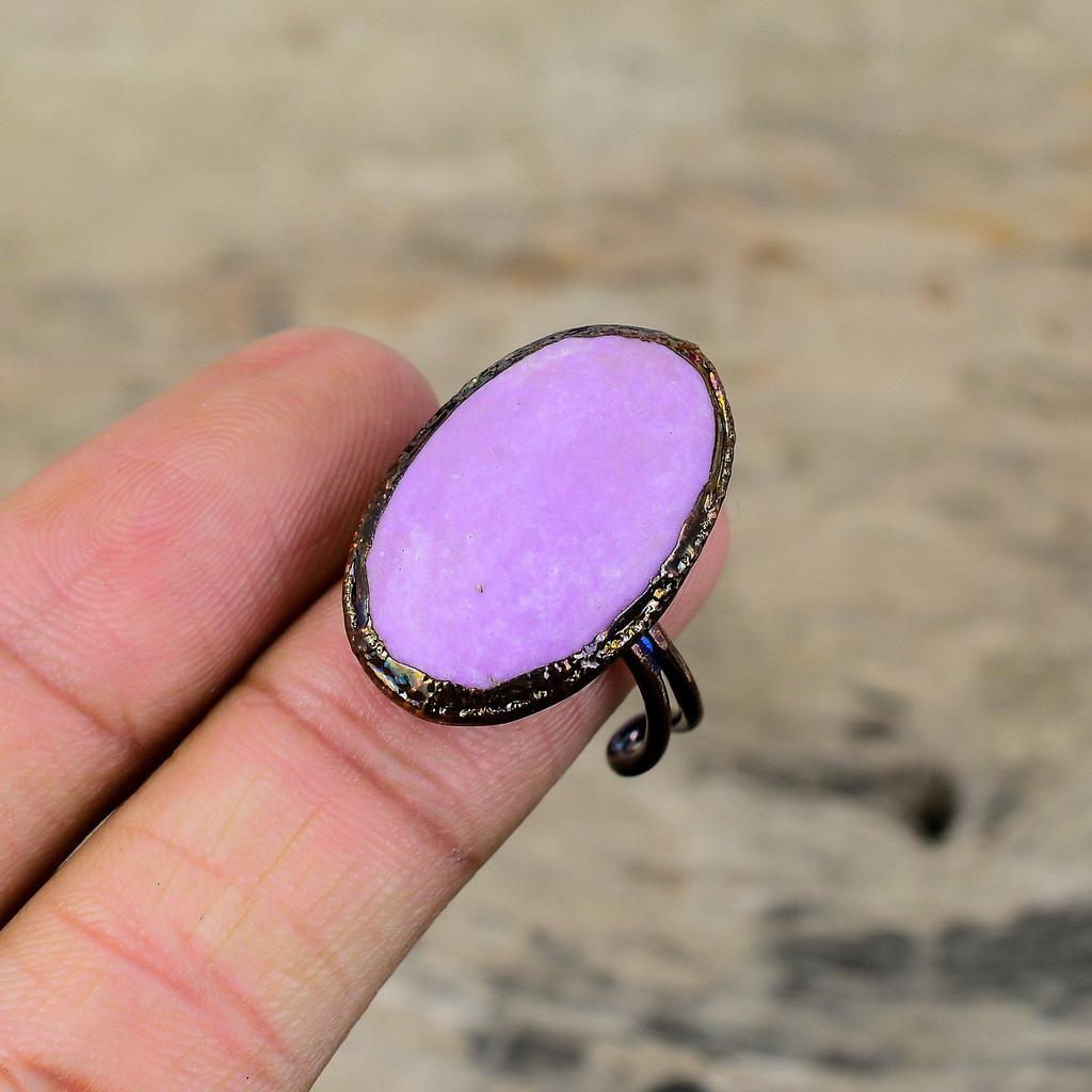 Fosfosiderit Ring Elektroformad Kopparring Justerbara Ringar Antika Elektroformade Smycken Ädelstensring För Gåva Handgjorda Kopparsmycken