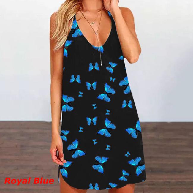 Floral Butterfly Print Mujer Vestido de Verano Rejilla Cuello en V Sin  Espalda Mini Vestidos de Playa Sin Mangas Mini Halter Vestido comprar a  buen precio — entrega gratuita, reseñas reales con