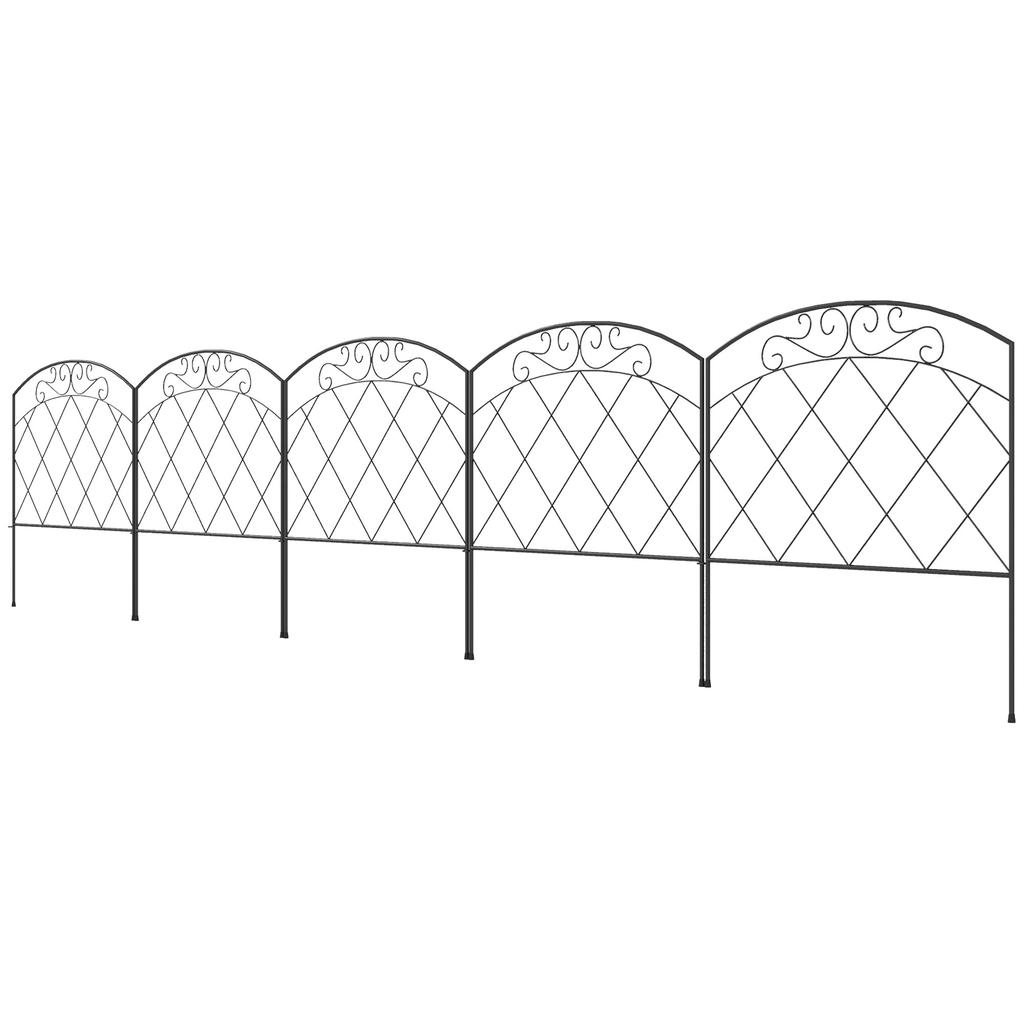 3m Decorative Metal Garden Fence - Diamond and Swirl Pattern