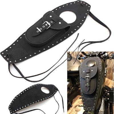 EVGATSAUTO Bolsa de Painel, Bolsa de Combustível para Motocicleta Capa Almofada de Gás Preta Couro Artificial Ajuste para XLX1000 XL1200X XLH883