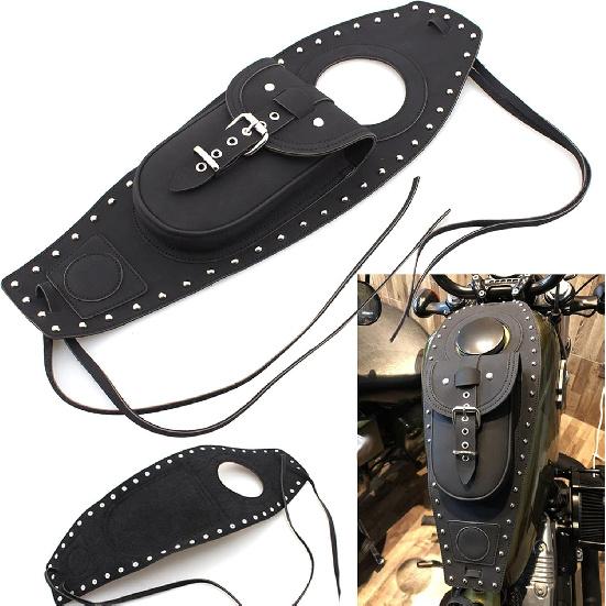 

EVGATSAUTO Сумка на панель, Мотоциклетная сумка для топлива, Накладка на бак, Черная искусственная кожа, Подходит для XLX1000 XL1200X XLH883