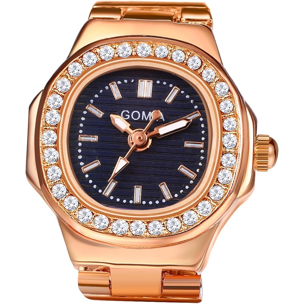 Fashion Ring Watch Women s Pink Gold Analog Waterproof Simple Free Size Sparkling